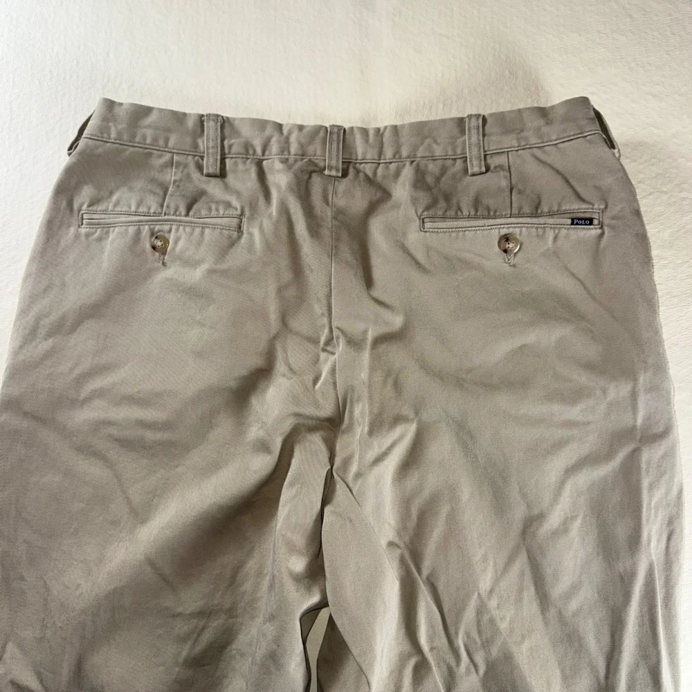 Polo Ralph Lauren Ethan Pant Mens 34x30 Khaki Tan Pleated Chino Trousers Cotton